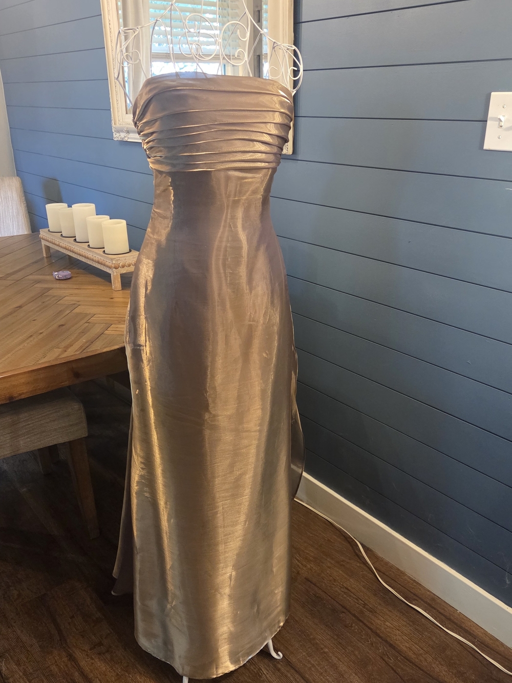 Jessica McClintock Strapless Shimmering Bronze Evening Gown